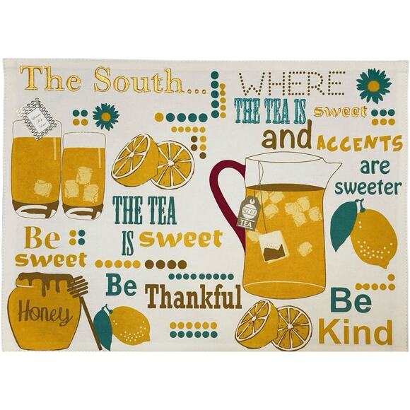 Set of 4 Placemats and Napkins Simply Southern Set SWEET TEA Lemons and Daisies - Picture 9 of 15